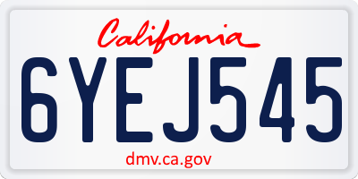 CA license plate 6YEJ545
