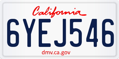 CA license plate 6YEJ546