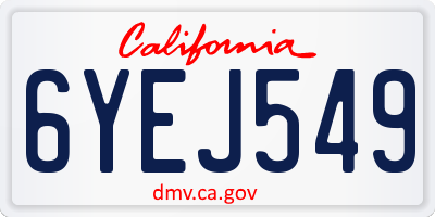 CA license plate 6YEJ549