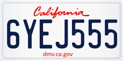 CA license plate 6YEJ555