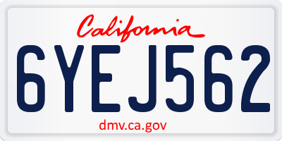 CA license plate 6YEJ562