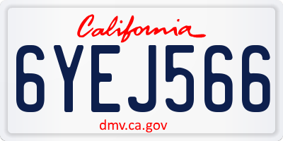 CA license plate 6YEJ566