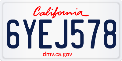 CA license plate 6YEJ578