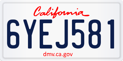 CA license plate 6YEJ581
