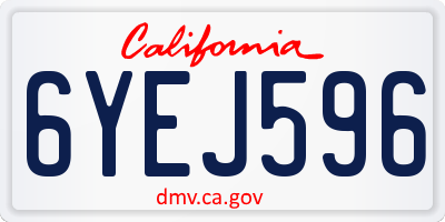 CA license plate 6YEJ596