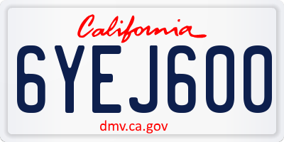 CA license plate 6YEJ600