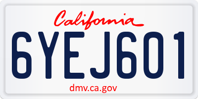 CA license plate 6YEJ601