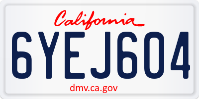 CA license plate 6YEJ604