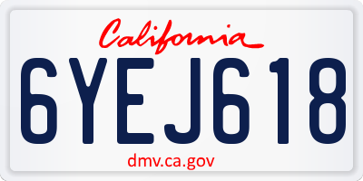 CA license plate 6YEJ618