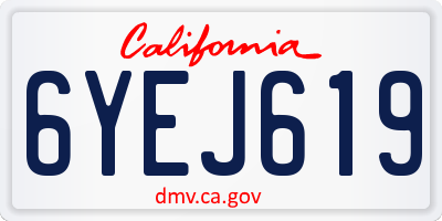 CA license plate 6YEJ619