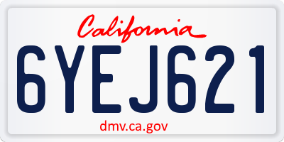 CA license plate 6YEJ621