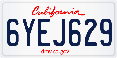 CA license plate 6YEJ629