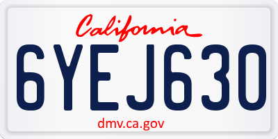 CA license plate 6YEJ630