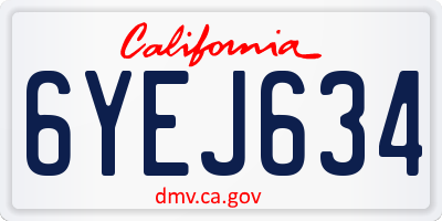 CA license plate 6YEJ634