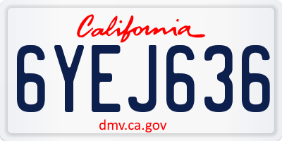 CA license plate 6YEJ636