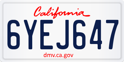 CA license plate 6YEJ647