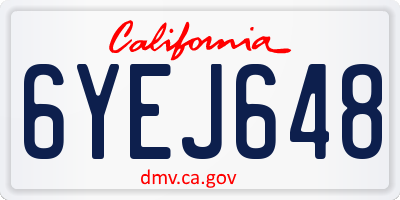 CA license plate 6YEJ648