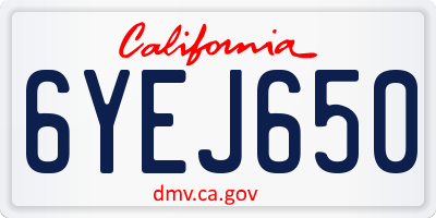 CA license plate 6YEJ650