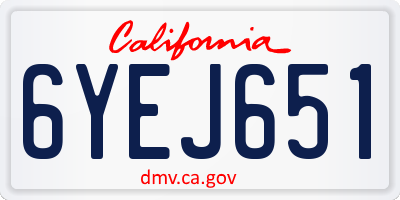CA license plate 6YEJ651