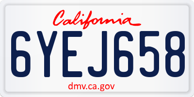 CA license plate 6YEJ658