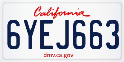 CA license plate 6YEJ663