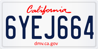 CA license plate 6YEJ664