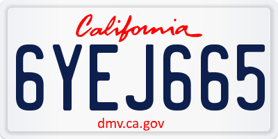 CA license plate 6YEJ665