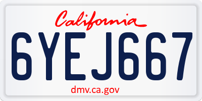 CA license plate 6YEJ667