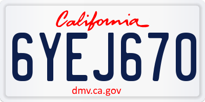 CA license plate 6YEJ670
