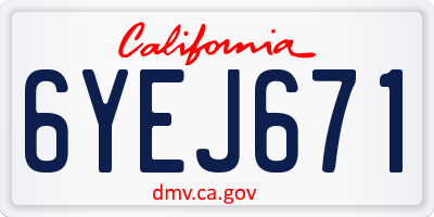 CA license plate 6YEJ671