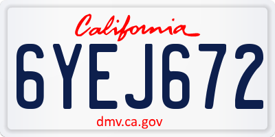 CA license plate 6YEJ672