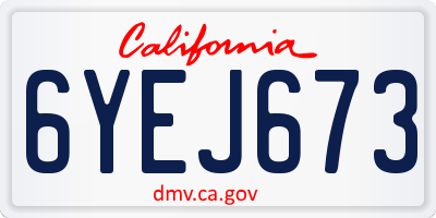 CA license plate 6YEJ673