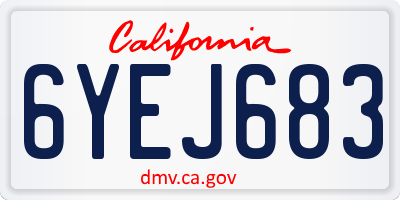 CA license plate 6YEJ683