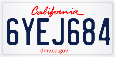 CA license plate 6YEJ684