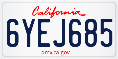 CA license plate 6YEJ685