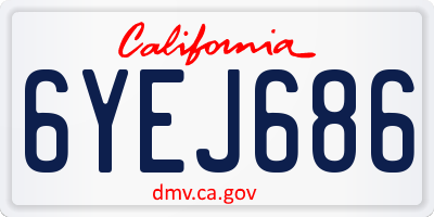 CA license plate 6YEJ686