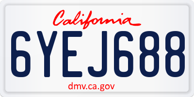 CA license plate 6YEJ688