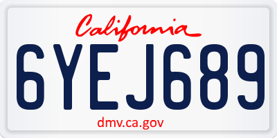 CA license plate 6YEJ689