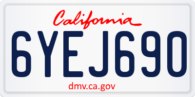 CA license plate 6YEJ690