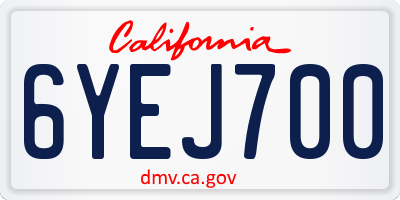 CA license plate 6YEJ700