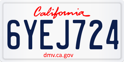 CA license plate 6YEJ724