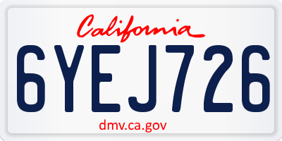 CA license plate 6YEJ726