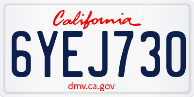 CA license plate 6YEJ730
