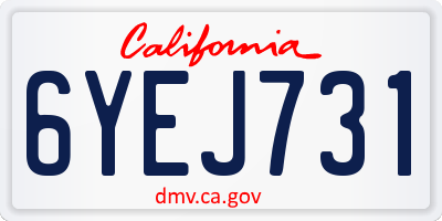 CA license plate 6YEJ731
