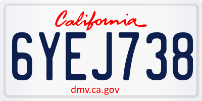 CA license plate 6YEJ738