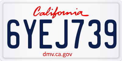 CA license plate 6YEJ739