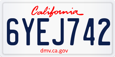 CA license plate 6YEJ742