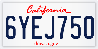 CA license plate 6YEJ750