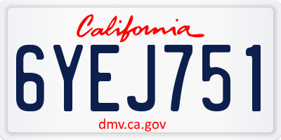 CA license plate 6YEJ751