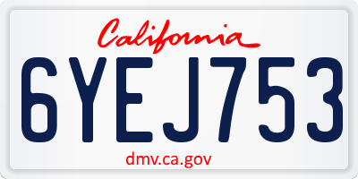 CA license plate 6YEJ753